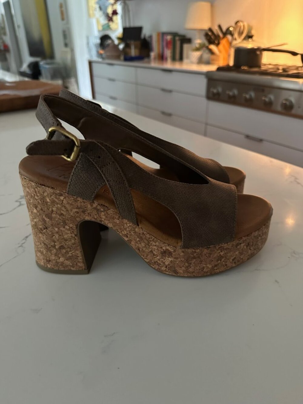 🤎 NEW 70's Style BLOWFISH Malibu Partea Taupe Cork Platform 👡 Sandal SIZE 9 - Picture 3 of 8